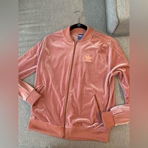 Pink adidas women’s velour track jacket. Size Large
